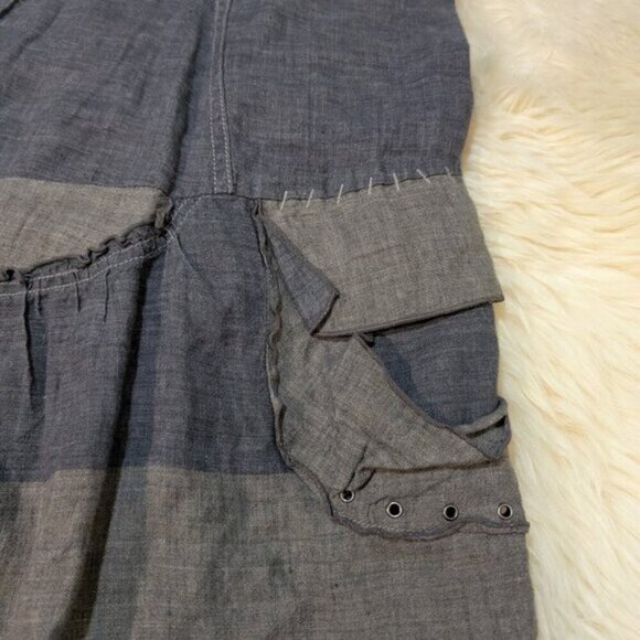 Animale Jacques Ruc 8-US Gray Linen Sleeveless Ruffle Dress - Picture 2 of 8